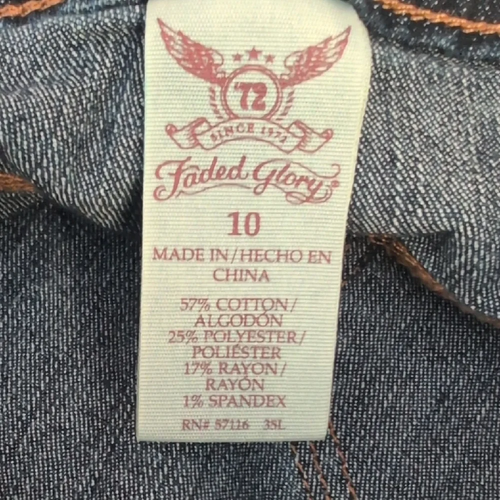 Faded Glory Dark Blue Denim Long Jean Shorts 10        623AD
